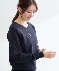 Reflect / リフレクト ニット・セーター | レースデザインスリーブニットプルオーバー