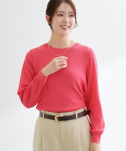 Reflect / リフレクト ニット・セーター | 透かしスリーブデザインハイゲージニット（ピンク(073)）