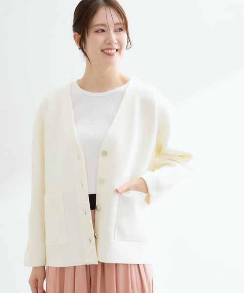 Reflect / リフレクト カーディガン・ボレロ | 【着回し力◎】ジャケット風ニットカーディガン | 詳細1