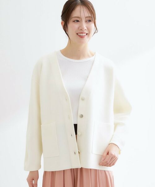 Reflect / リフレクト カーディガン・ボレロ | 【着回し力◎】ジャケット風ニットカーディガン（アイボリー(004)）