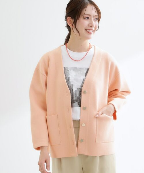 Reflect / リフレクト カーディガン・ボレロ | 【着回し力◎】ジャケット風ニットカーディガン（オレンジ(065)）
