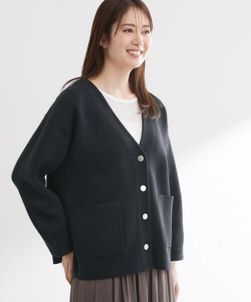 Reflect / リフレクト カーディガン・ボレロ | 【着回し力◎】ジャケット風ニットカーディガン（ネイビー(094)）