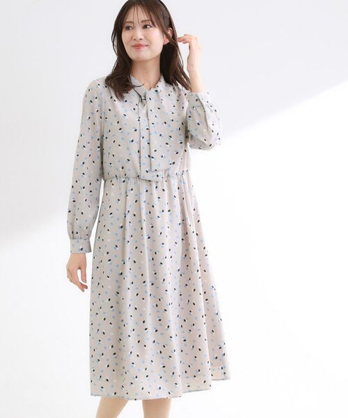 Reflect / リフレクト ミニ丈・ひざ丈ワンピース | 【通勤・おでかけにおすすめ◎】フラワープリントボウタイワンピース | 詳細12