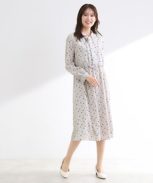 Reflect / リフレクト ミニ丈・ひざ丈ワンピース | 【通勤・おでかけにおすすめ◎】フラワープリントボウタイワンピース | 詳細13