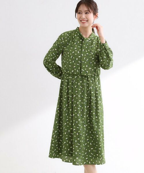 Reflect / リフレクト ミニ丈・ひざ丈ワンピース | 【通勤・おでかけにおすすめ◎】フラワープリントボウタイワンピース | 詳細16