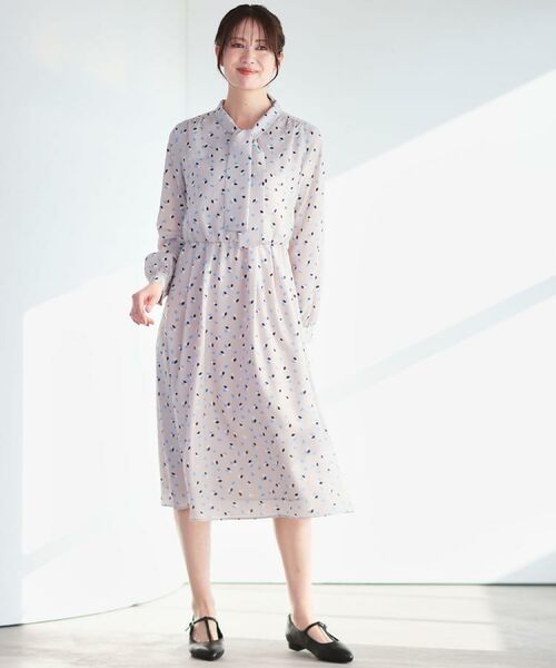 Reflect / リフレクト ミニ丈・ひざ丈ワンピース | 【通勤・おでかけにおすすめ◎】フラワープリントボウタイワンピース | 詳細2