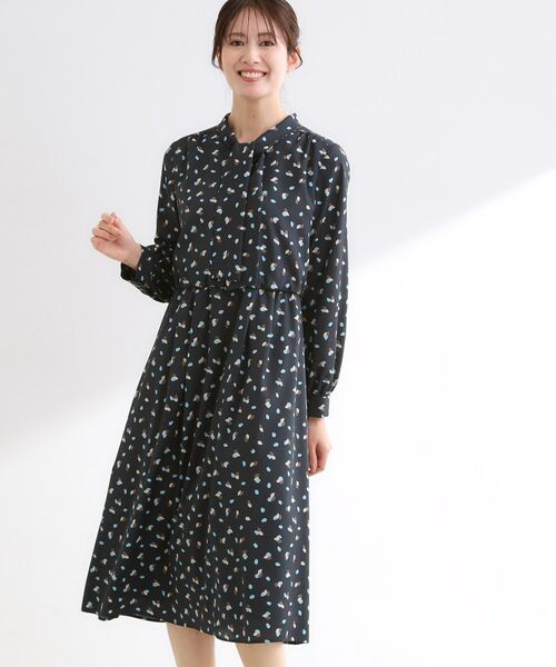 Reflect / リフレクト ミニ丈・ひざ丈ワンピース | 【通勤・おでかけにおすすめ◎】フラワープリントボウタイワンピース | 詳細20