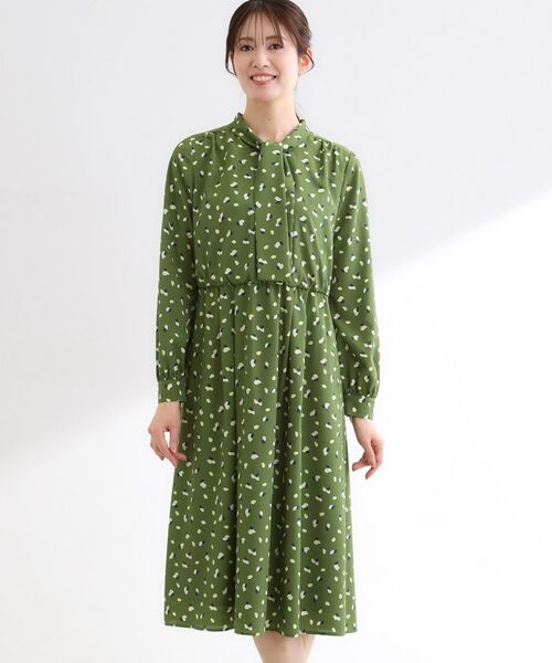 Reflect / リフレクト ミニ丈・ひざ丈ワンピース | 【通勤・おでかけにおすすめ◎】フラワープリントボウタイワンピース | 詳細23