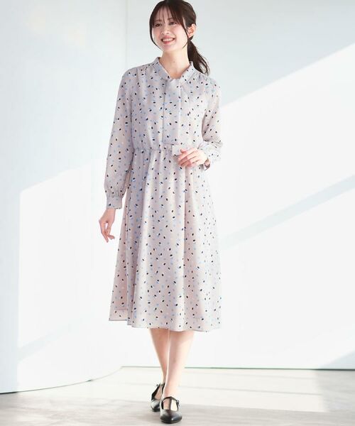 Reflect / リフレクト ミニ丈・ひざ丈ワンピース | 【通勤・おでかけにおすすめ◎】フラワープリントボウタイワンピース | 詳細3