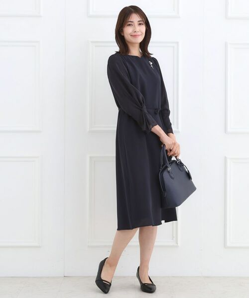 Reflect / リフレクト ミニ丈・ひざ丈ワンピース | 【フォーマル/入卒/付属リボン付き】スリーブデザインジョーゼットワンピース | 詳細3