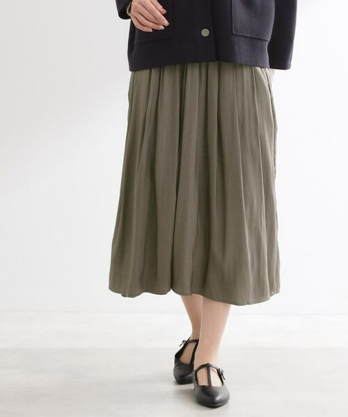 Reflect / リフレクト ショート・ハーフ・半端丈パンツ | 【長く着られる◎】スカーチョパンツ（オリーブグリーン(026)）