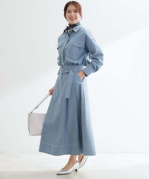 Reflect / リフレクト ロング・マキシ丈スカート | ダンガリータックフレアスカート | 詳細5