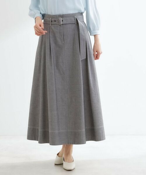 Reflect / リフレクト ロング・マキシ丈スカート | ダンガリータックフレアスカート(ブラック(019))