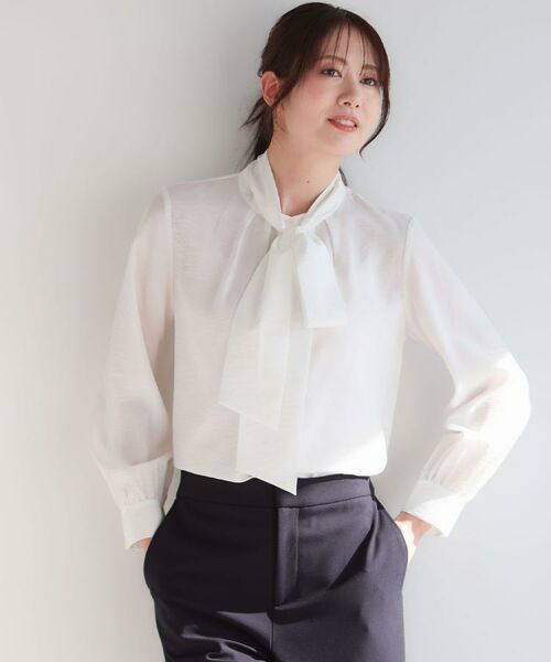Reflect / リフレクト シャツ・ブラウス | 【ボウタイ取り外し可】ボウタイ付きバンドカラーブラウス | 詳細1