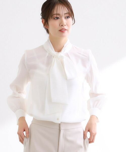 Reflect / リフレクト シャツ・ブラウス | 【ボウタイ取り外し可】ボウタイ付きバンドカラーブラウス | 詳細11