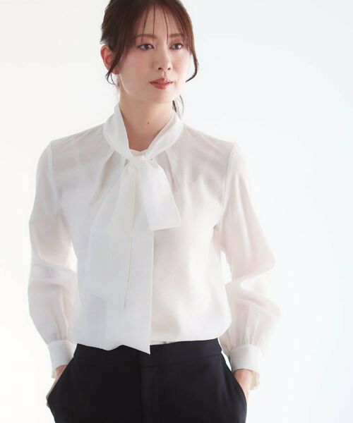 Reflect / リフレクト シャツ・ブラウス | 【ボウタイ取り外し可】ボウタイ付きバンドカラーブラウス | 詳細2