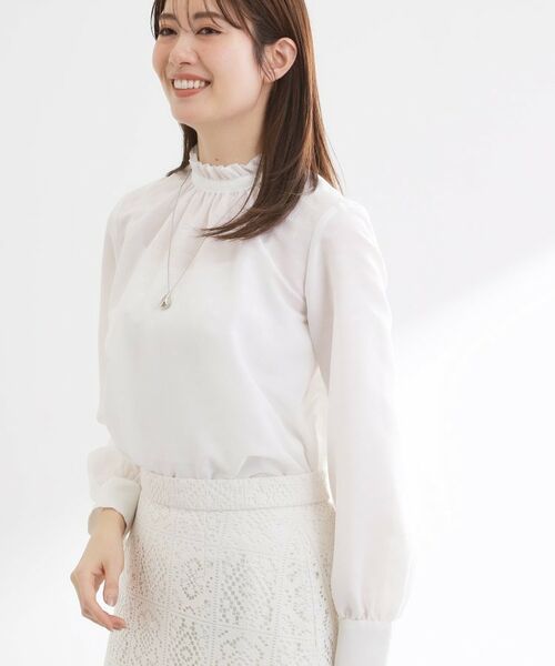 Reflect / リフレクト シャツ・ブラウス | フリルネックサテンジャカードブラウス | 詳細1