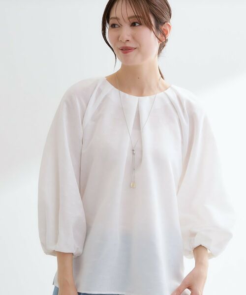 Reflect / リフレクト シャツ・ブラウス | ボリュームスリーブサテンジャカードブラウス（ホワイト(401)）