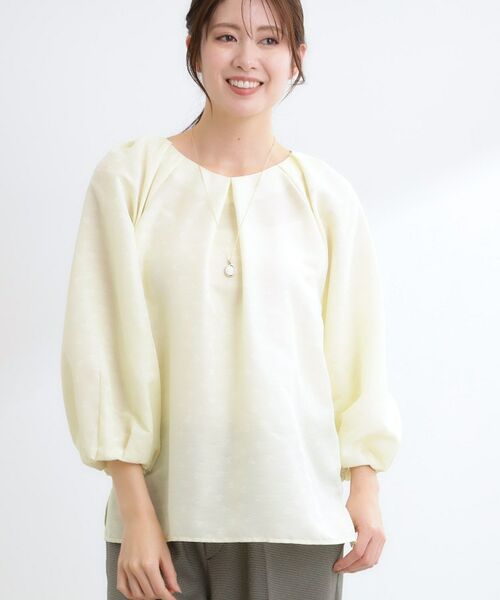 Reflect / リフレクト シャツ・ブラウス | ボリュームスリーブサテンジャカードブラウス（ライトイエロー(430)）