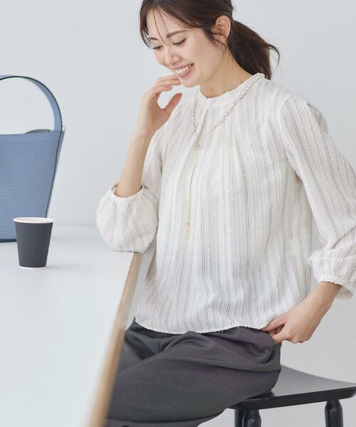 Reflect / リフレクト シャツ・ブラウス | 【セットアップ可】ストライプ柄ジャカードブラウス | 詳細7