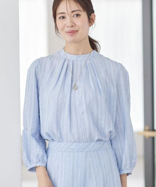 Reflect / リフレクト シャツ・ブラウス | 【セットアップ可】ストライプ柄ジャカードブラウス(サックスブルー(390))