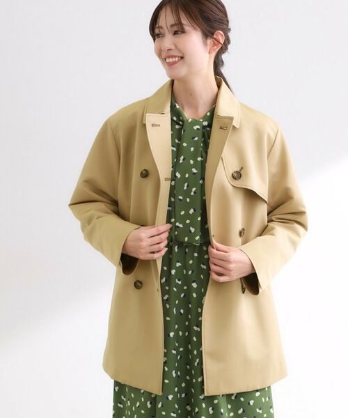 Reflect / リフレクト ステンカラーコート | 【オン・オフ着回しやすい◎】ダブルブレストジャケット(グレージュ(050))