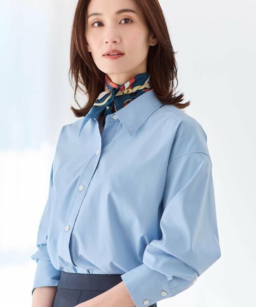 Reflect / リフレクト シャツ・ブラウス | 【羽織りにも◎】タイプライタービッグシャツ（サックスブルー(090)）