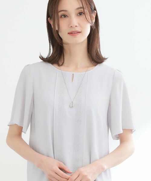 Reflect / リフレクト シャツ・ブラウス | 【インナーにおすすめ◎】五分袖シフォンブラウス（ライトグレー(011)）