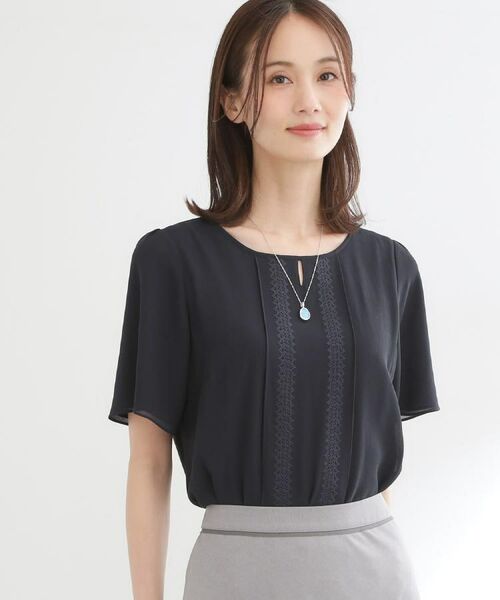 Reflect / リフレクト シャツ・ブラウス | 【インナーにおすすめ◎】五分袖シフォンブラウス（ネイビー(094)）