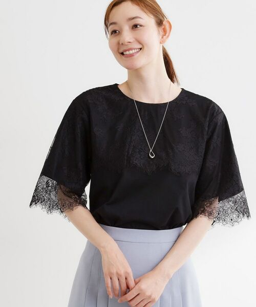 Reflect / リフレクト カットソー | スカラップレースジャージカットソー（ブラック(019)）
