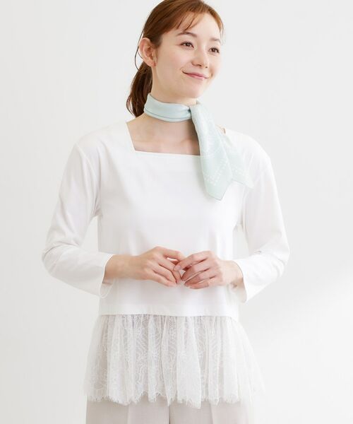 Reflect / リフレクト カットソー | 【レイヤードにおすすめ◎】レース切り替えプルオーバージャージ（ホワイト(001)）