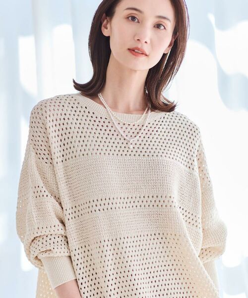 Reflect / リフレクト ニット・セーター | 【レイヤードにおすすめ◎】メッシュ風ドライタッチニット（アイボリー(004)）