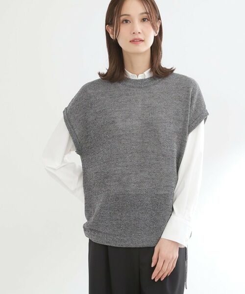 Reflect / リフレクト ニット・セーター | 【レイヤードにおすすめ◎】畦編みフレンチスリーブトップス（チャコールグレー(013)）