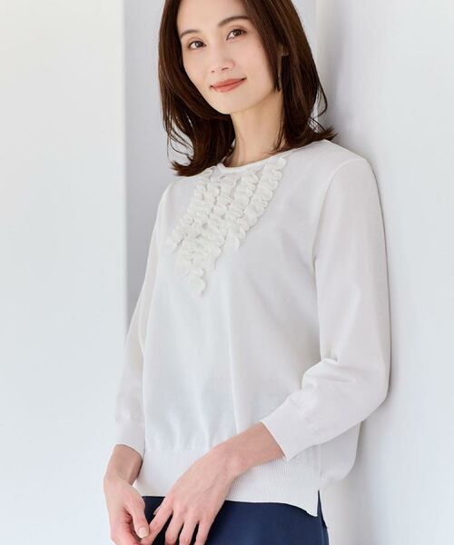 Reflect / リフレクト ニット・セーター | フロントフリルデザインニット（オフホワイト(003)）