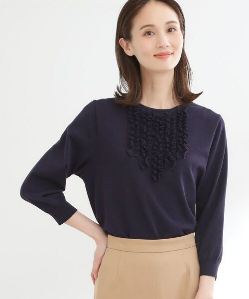 Reflect / リフレクト ニット・セーター | フロントフリルデザインニット（ネイビー(094)）