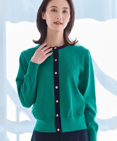 Reflect / リフレクト カーディガン・ボレロ | 【アンサンブル可】バイカラーカーディガン（ミントグリーン(521)）