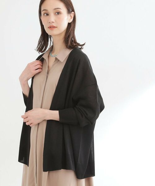 Reflect / リフレクト カーディガン・ボレロ | 【冷房対策に◎】すっきり見え着流しカーディガン（ブラック(019)）