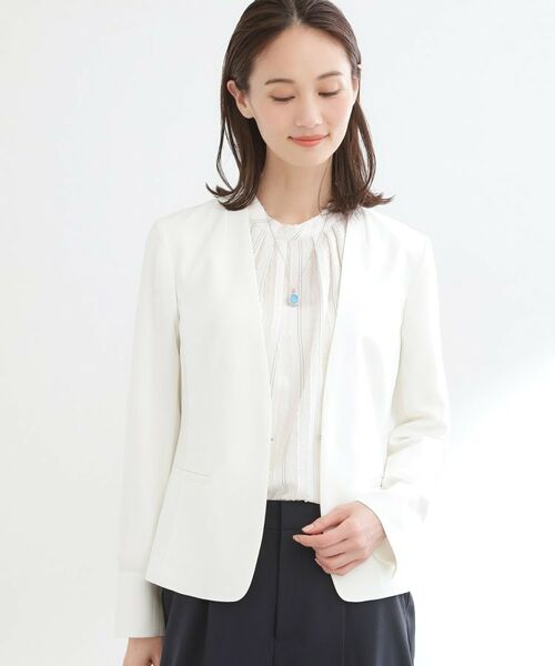 Reflect / リフレクト ノーカラージャケット | 【セットアップ可】ノーカラージャケット（オフホワイト(003)）