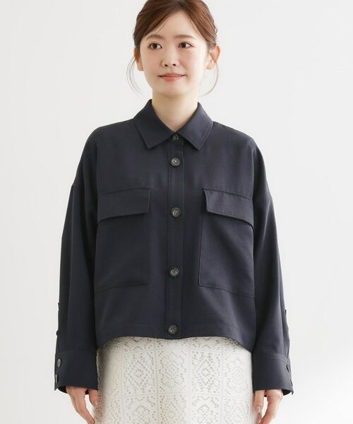 Reflect / リフレクト レザーブルゾン・ジャケット | リネンライクシャツブルゾン | 詳細12