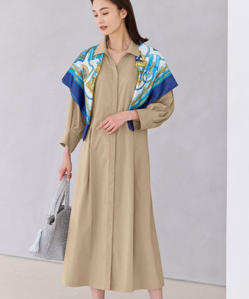 Reflect / リフレクト ロング・マキシ丈ワンピース | タイプライターシャツロングワンピース（キャメルブラウン(041)）