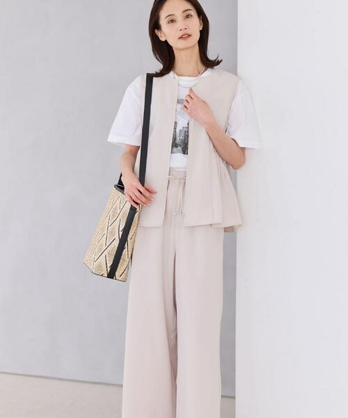 Reflect / リフレクト セットアップ | 【単品使い◎】ペプラムベスト＋リラクシーパンツセット（ライトグレー(011)）