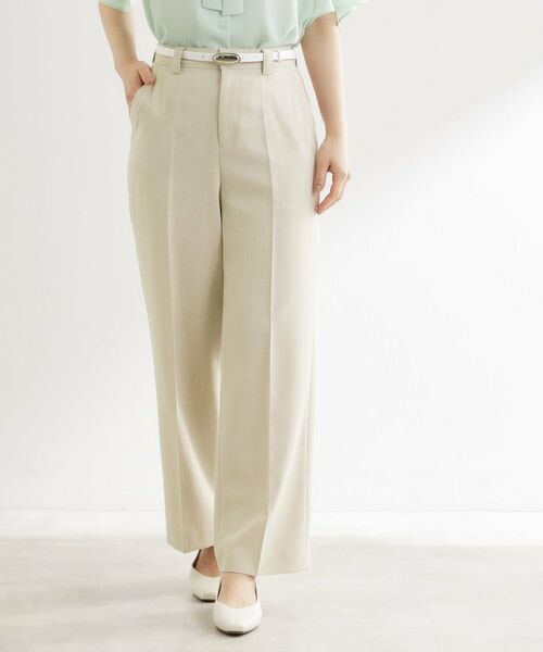 Reflect / リフレクト パンツ | ステッチワークストレートワイドパンツ（グレージュ(050)）