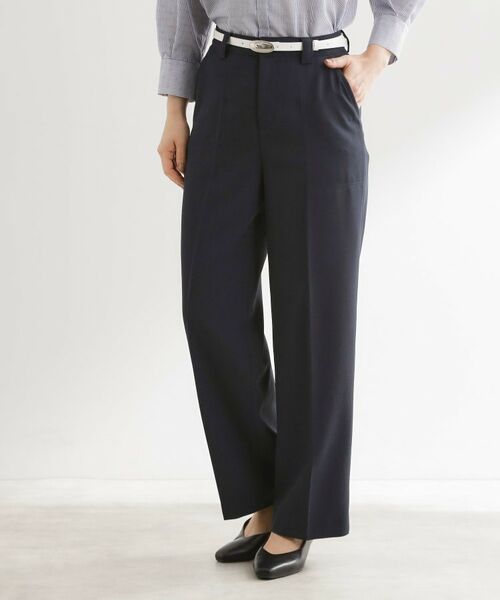 Reflect / リフレクト パンツ | ステッチワークストレートワイドパンツ（ネイビー(094)）