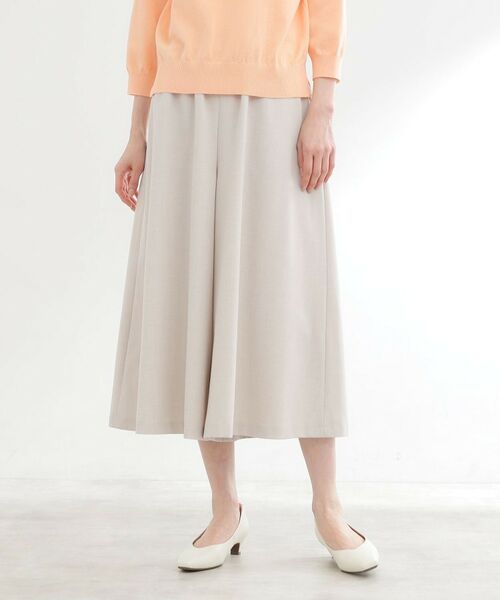 Reflect / リフレクト ショート・ハーフ・半端丈パンツ | 【ウエスト総ゴム】リラクシーフレアスカーチョ（グレージュ(050)）