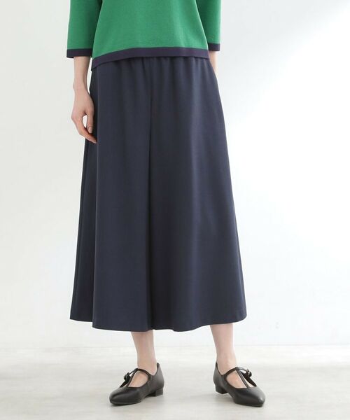 Reflect / リフレクト ショート・ハーフ・半端丈パンツ | 【ウエスト総ゴム】リラクシーフレアスカーチョ（ネイビー(094)）