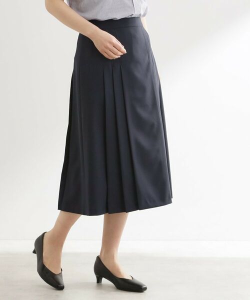 Reflect / リフレクト スカート | タックプリーツセミロング丈スカート（ネイビー(094)）