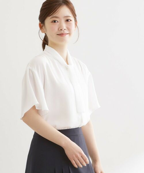 Reflect / リフレクト シャツ・ブラウス | フレアスリーブボウタイブラウス（ホワイト(001)）