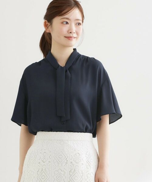 Reflect / リフレクト シャツ・ブラウス | フレアスリーブボウタイブラウス（ネイビー(094)）