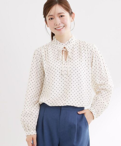 Reflect / リフレクト シャツ・ブラウス | 【セットアップ可】ドット柄ワッシャーブラウス（アイボリー(104)）