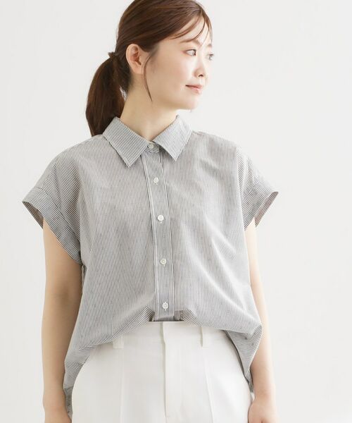 Reflect / リフレクト シャツ・ブラウス | フレンチスリーブシャツブラウス（ブラック(319)）